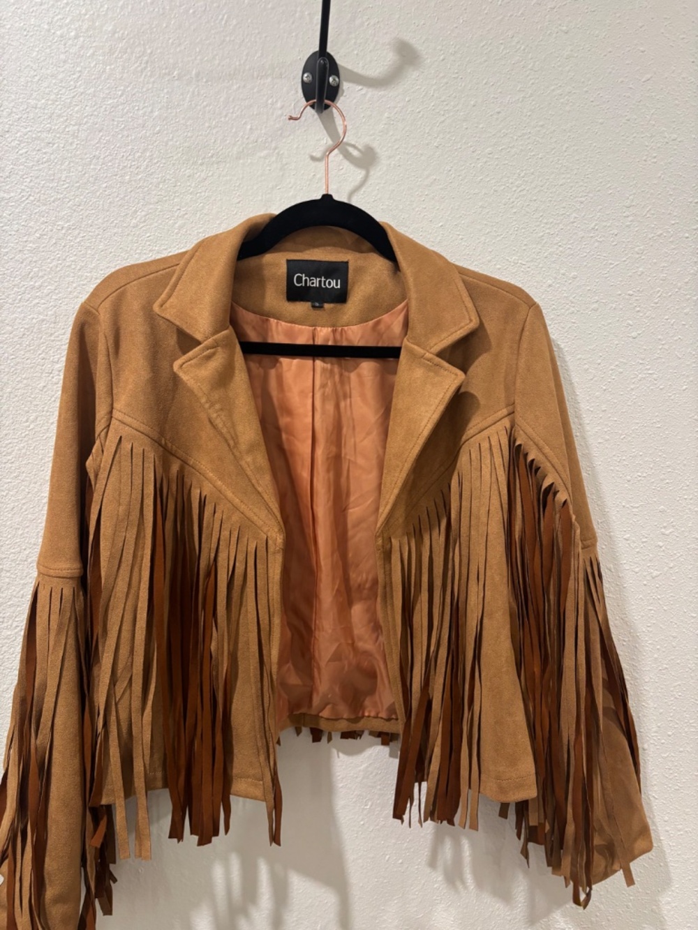 Chartou Faux Suede Cropped Western Fringe Jacket Small/Medium Cowgirl Festival - Picture 7 of 10